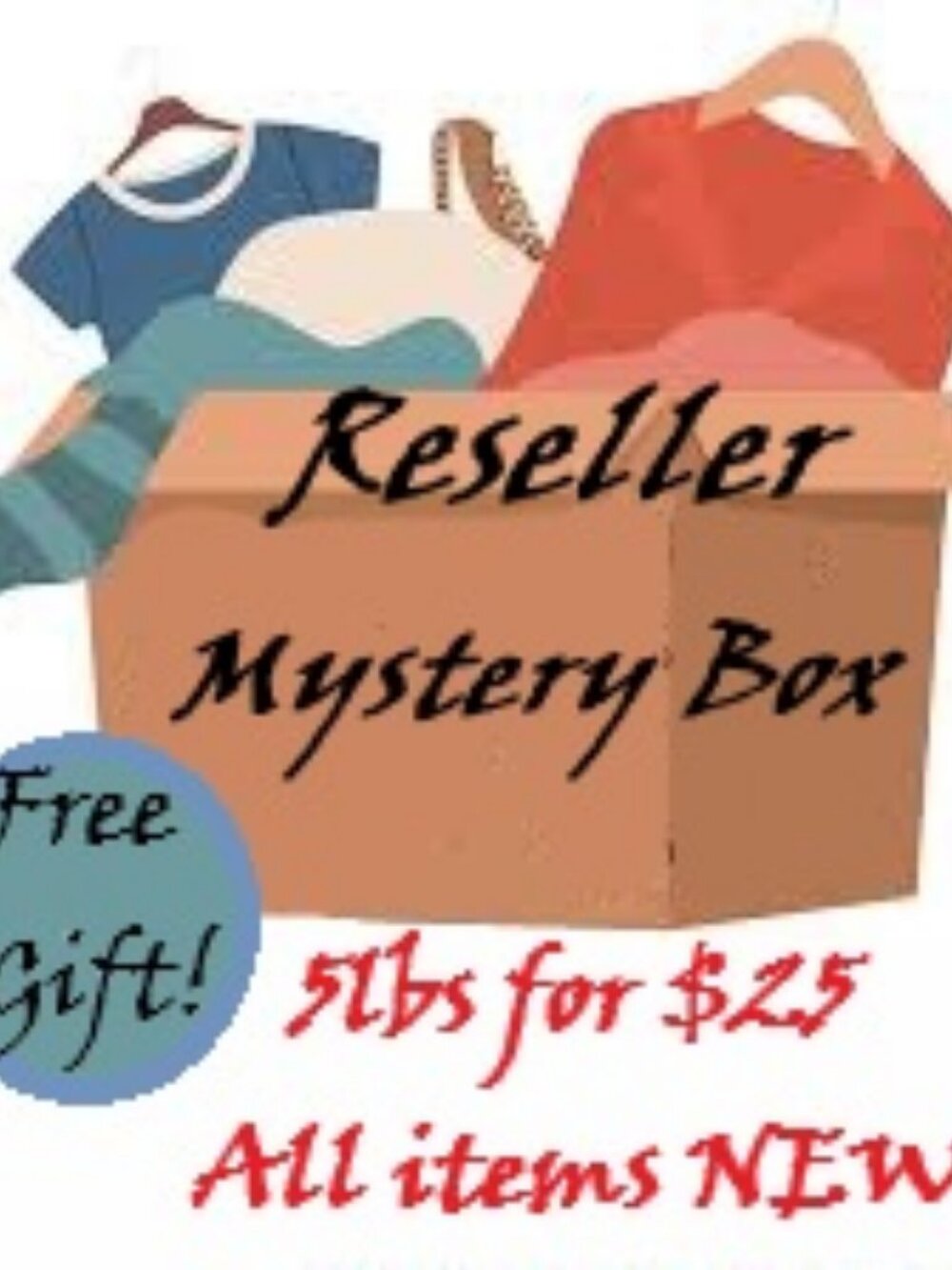 RESELLER Mystery BOX 5 lbs for $25 NWT Items Tops Shirts Pants Jackets Sweaters